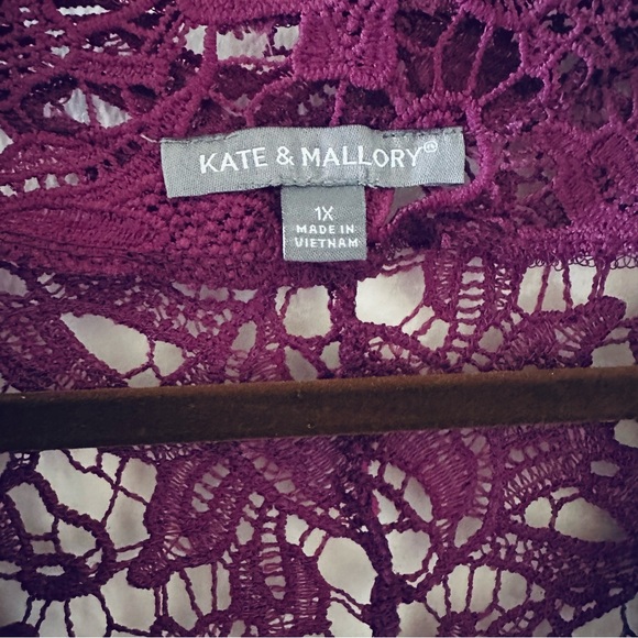 Kate & Mallory crochet lace zipper jacket plum purple 1xl - Picture 6 of 7